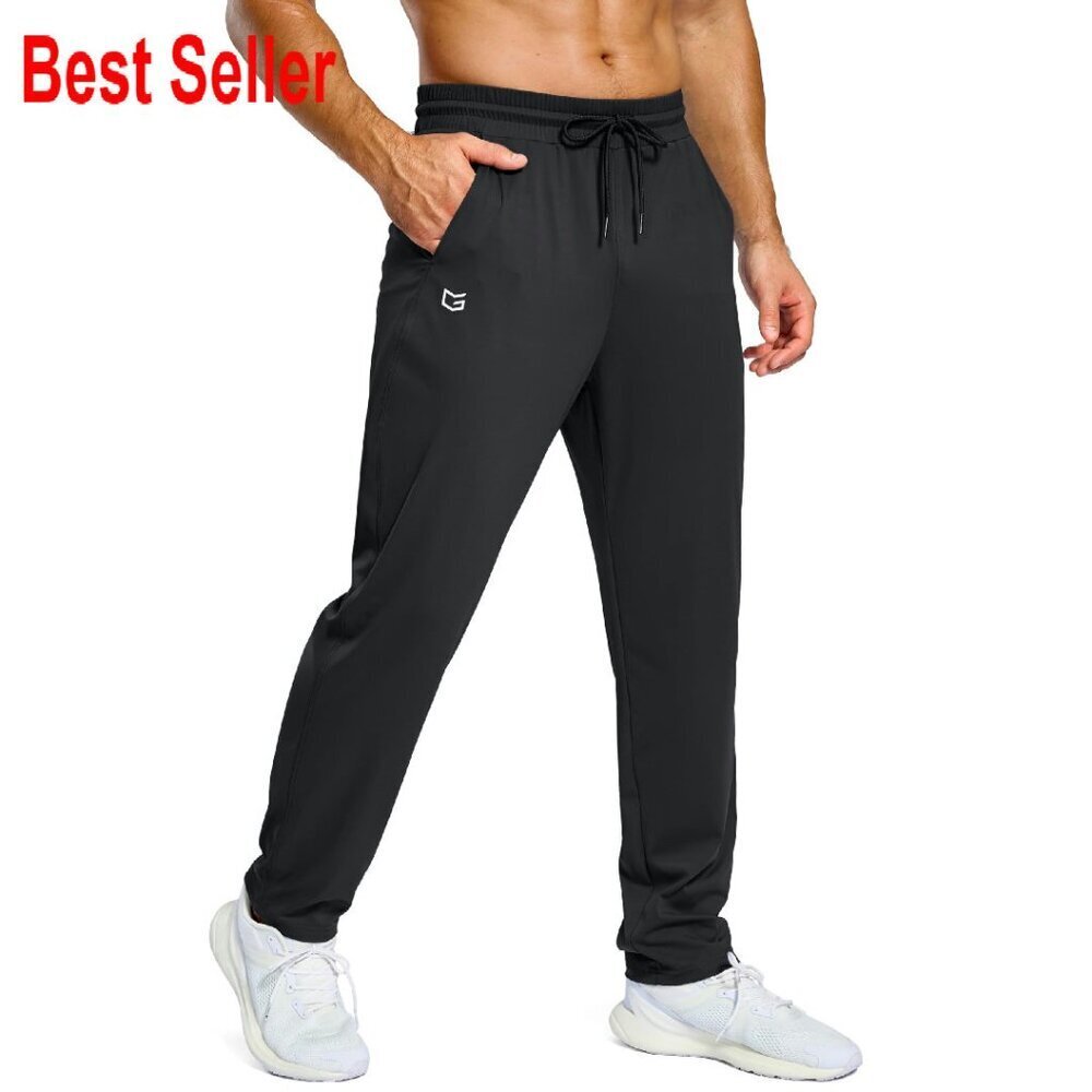 Men's Stretch Athletic Track Pants Tapered Fit Lightweight Workout Joggers